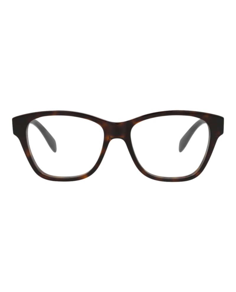 Pre-owned Alexander Mcqueen Women's  Squareframe Acetate Optical Frames In Havana Havana Transparent (am0306o/3