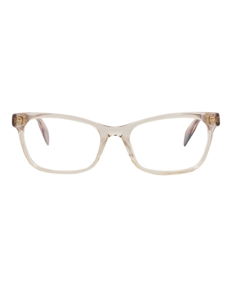 Pre-owned Alexander Mcqueen Women's  Squareframe Acetate Optical Frames In Pink Avana Transparent (am0149o/3000
