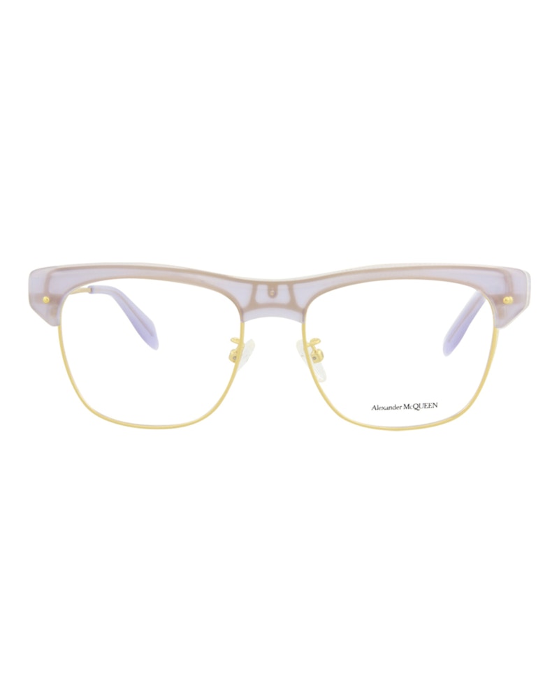 Pre-owned Alexander Mcqueen Squareframe Acetate Optical Frames In Violet Gold Transparent (am0237o/30008072/005)