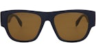Lunettes de soleil Alexander McQueen à monture carrée en acétate bleu bleu brun (AM0328S-30011474-004)