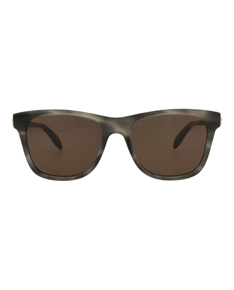 Pre-owned Alexander Mcqueen Squareframe Acetate Sunglasses In Grey Grey Brown (am0158s/30006088/004)