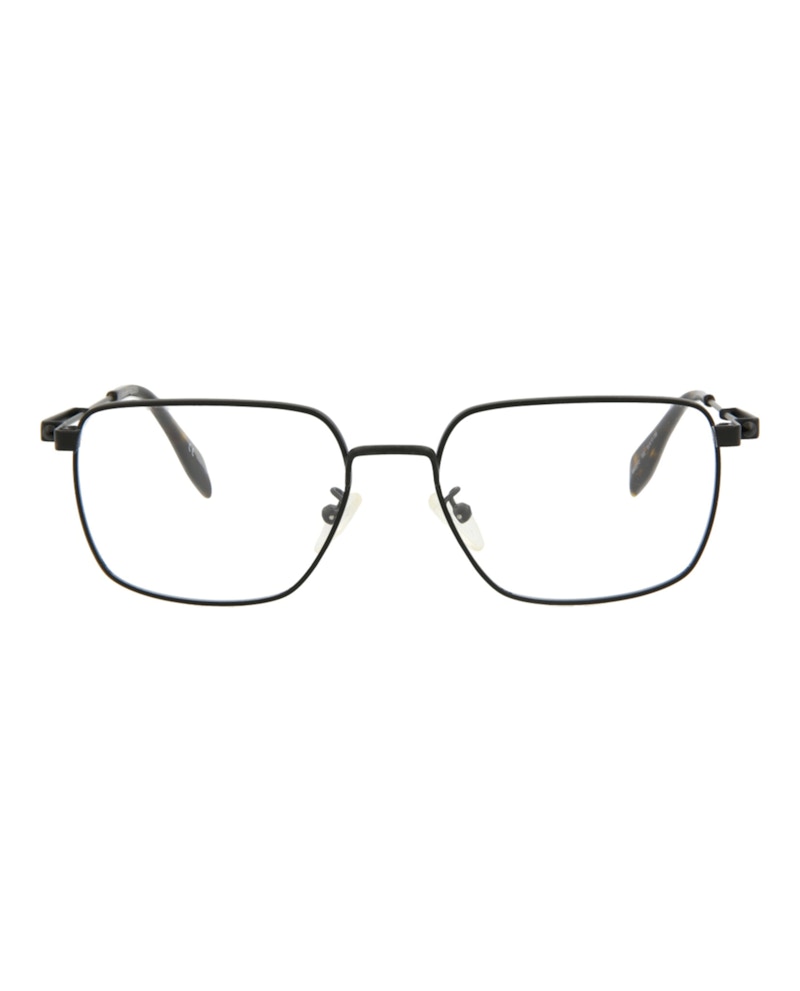 Pre-owned Alexander Mcqueen Men's  Squareframe Metal Optical Frames In Black Black Transparent (am0231o/3000806