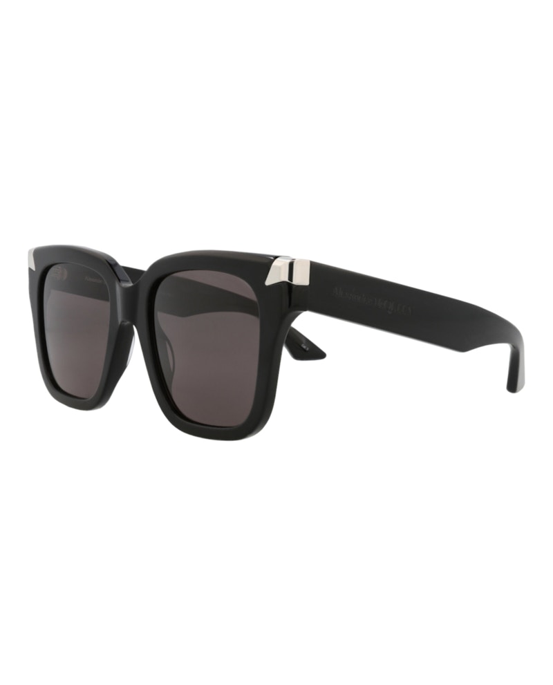 Pre-owned Alexander Mcqueen Women's Squareframe Recycled Acetate Sunglasses In Black Black Grey (am0440s/30015