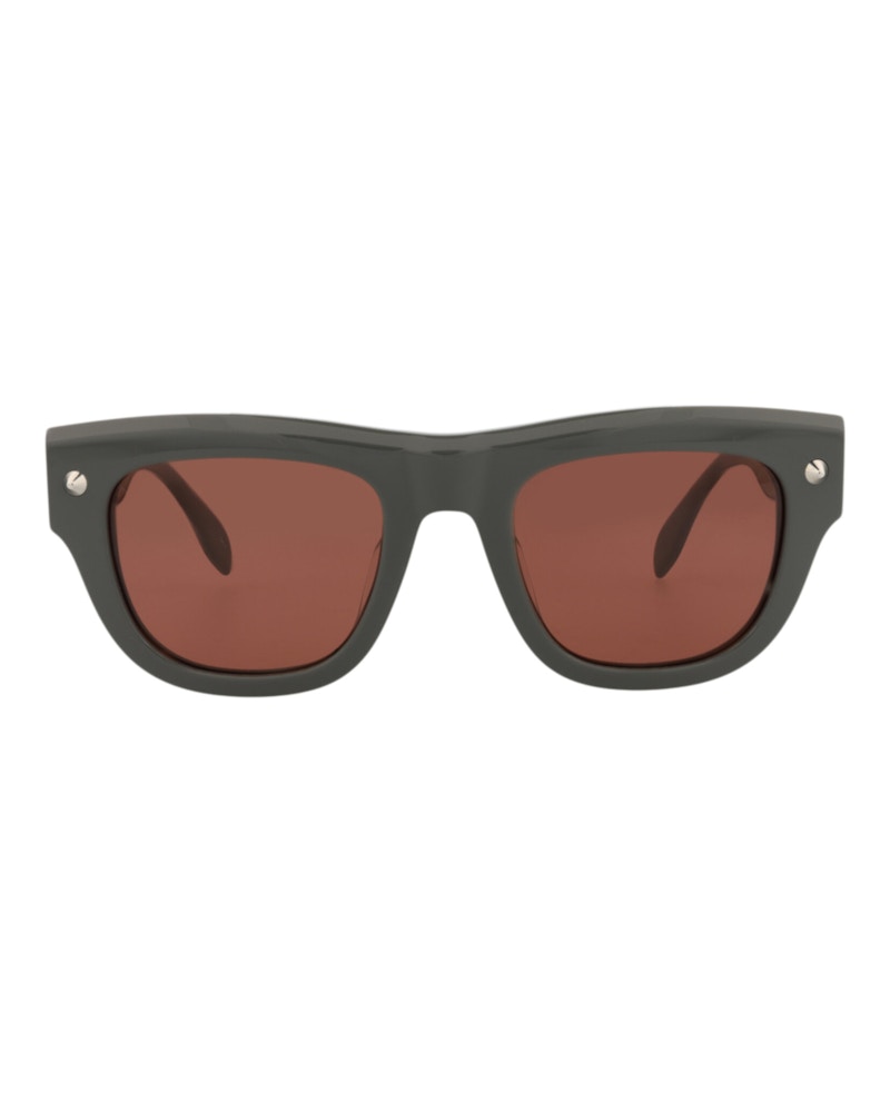 Pre-owned Alexander Mcqueen Men's  Squareframe Recycled Acetate Sunglasses In Grey Grey Brown (am0425s/30014620