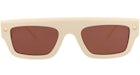 Lunettes de soleil Alexander McQueen à monture carrée en acétate recyclé ivoire brun ivoire (AM0427S-30014622-004)