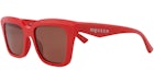 Lunettes de soleil Alexander McQueen à monture carrée en acétate recyclé rouge rouge brun (AM0473S-30015682-003)