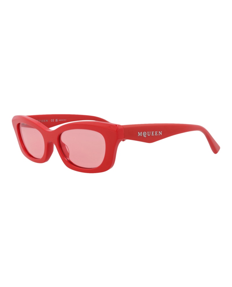 Pre-owned Alexander Mcqueen Women's Squareframe Recycled Acetate Sunglasses In Red Red Pink (am0474s/30015683/