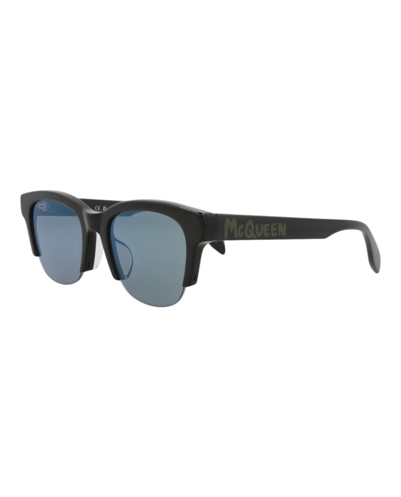 Pre-owned Mcq By Alexander Mcqueen Women's Mcq Alexander Mcqueen Alexander Mcqueen Square Rectangle Sunglasses In Black Black Green (am