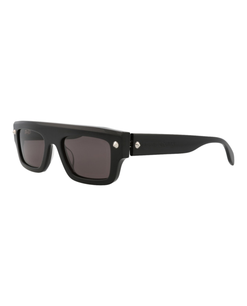 Pre-owned Mcq By Alexander Mcqueen Alexander Mcqueen Square Rectangle Sunglasses In Black Black Grey (am0427s/30014622/001)