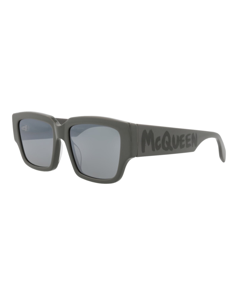 Pre-owned Mcq By Alexander Mcqueen Men's Mcq Alexander Mcqueen Alexander Mcqueen Square Rectangle Sunglasses In Grey Grey Silver (am032