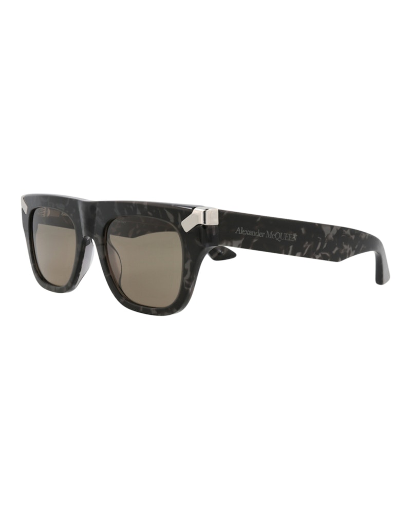Pre-owned Mcq By Alexander Mcqueen Men's Mcq Alexander Mcqueen Alexander Mcqueen Square Rectangle Sunglasses In Havana Havana Brown (am