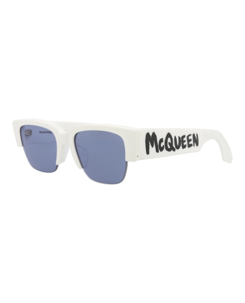 Pre-owned Mcq By Alexander Mcqueen Alexander Mcqueen Square Rectangle Sunglasses In White White Blue (am0405s/30014336/004)