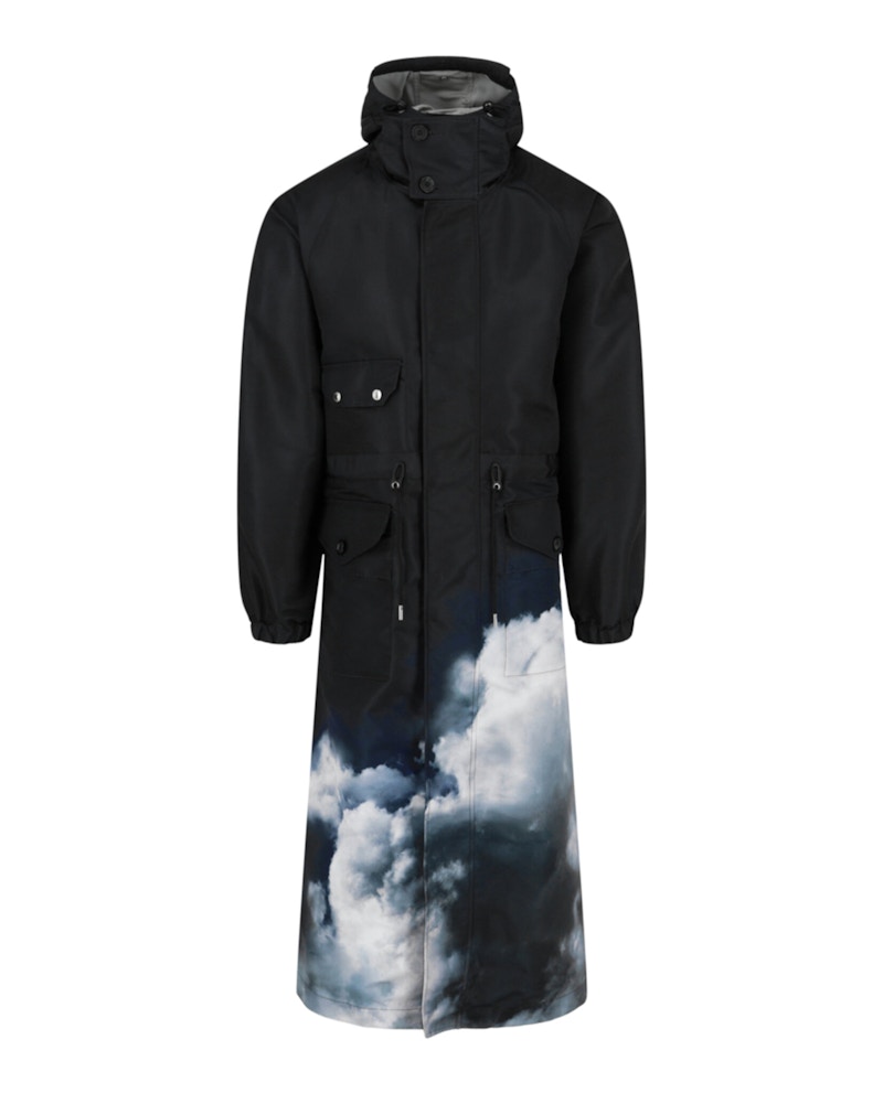 Pre-owned Alexander Mcqueen Men's  Sky Print Parka In Jacket Storm In Gray