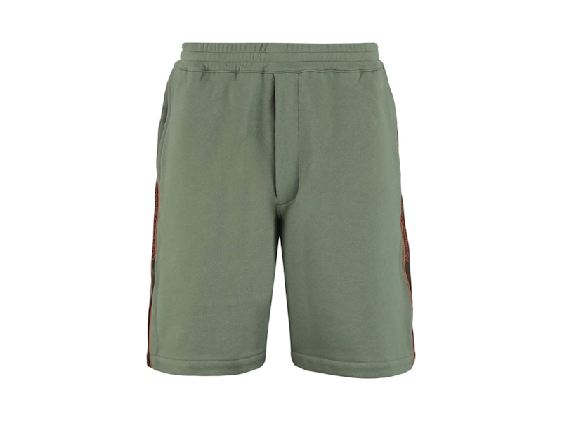 Pre-owned Alexander Mcqueen Men's  Straight Leg Stripe Track Shorts In Green