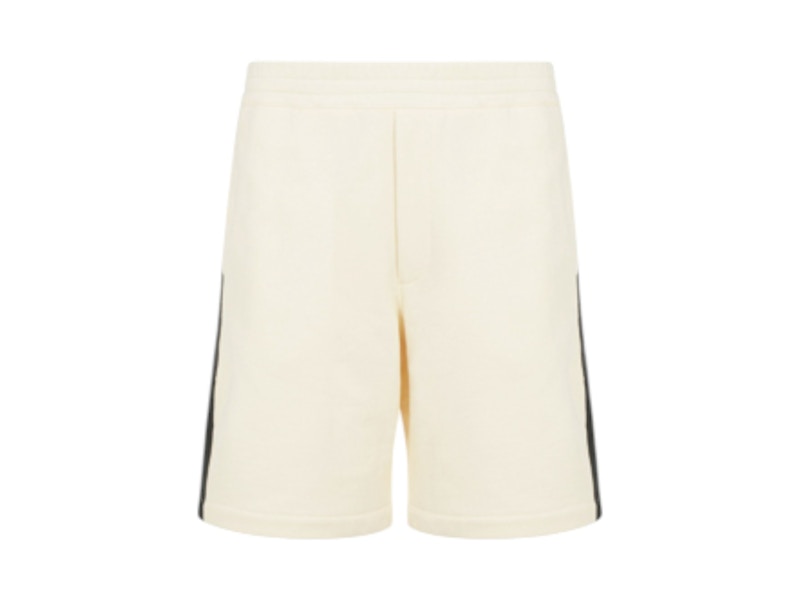 Pre-owned Alexander Mcqueen Men's Straight Leg Stripe Track Shorts In White