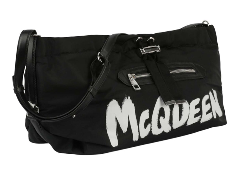 Pre-owned Alexander Mcqueen Women's The Bundle Graffiti Bag In Black/white