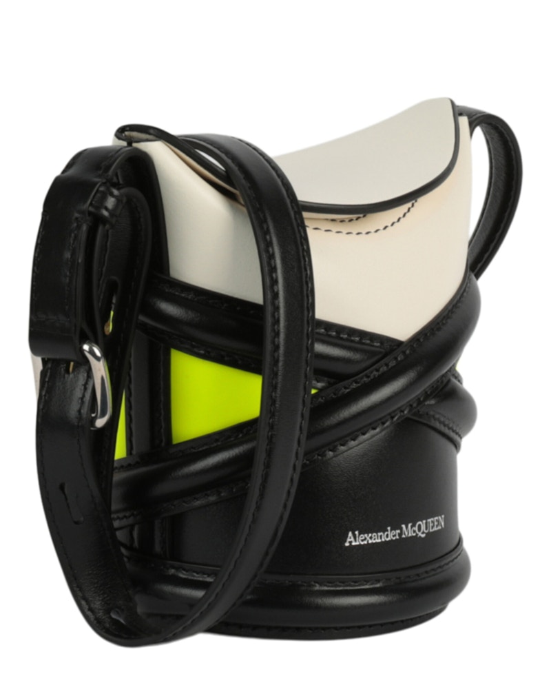 Alexander McQueen The Curve Mini Shoulder Bag Black/Ivory in