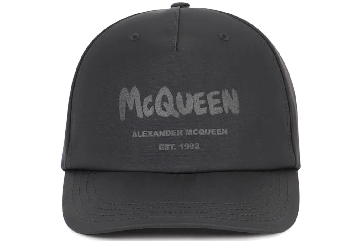 Pre-owned Alexander Mcqueen Tonal Graffiti Hat Black