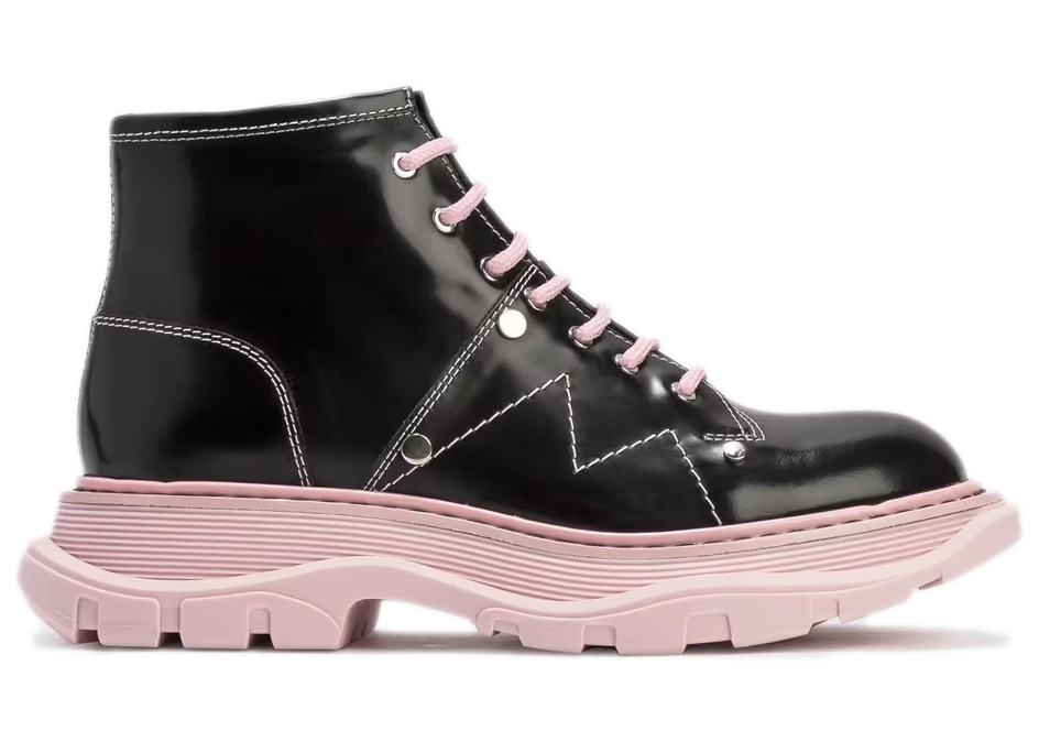 Alexander McQueen Tread Lace-Up Boot Black Pink (Women's)