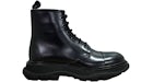 Alexander McQueen Tread Lace-Up Combat Leather Boot Black