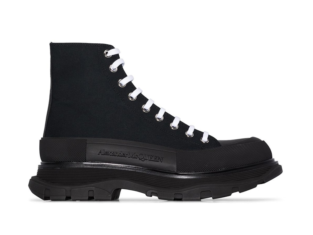 Pre-owned Alexander Mcqueen Tread Slick Boot Black Black White In Black/black/white