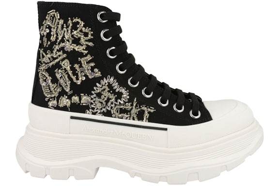 Alexander McQueen Tread Slick Boot Negro Multi Crystal (de mujer)