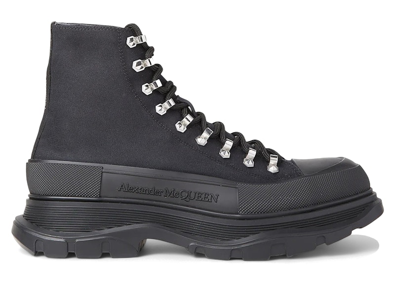 Pre-owned Alexander Mcqueen Men's  Tread Slick Boot Silver Sneakers In Black