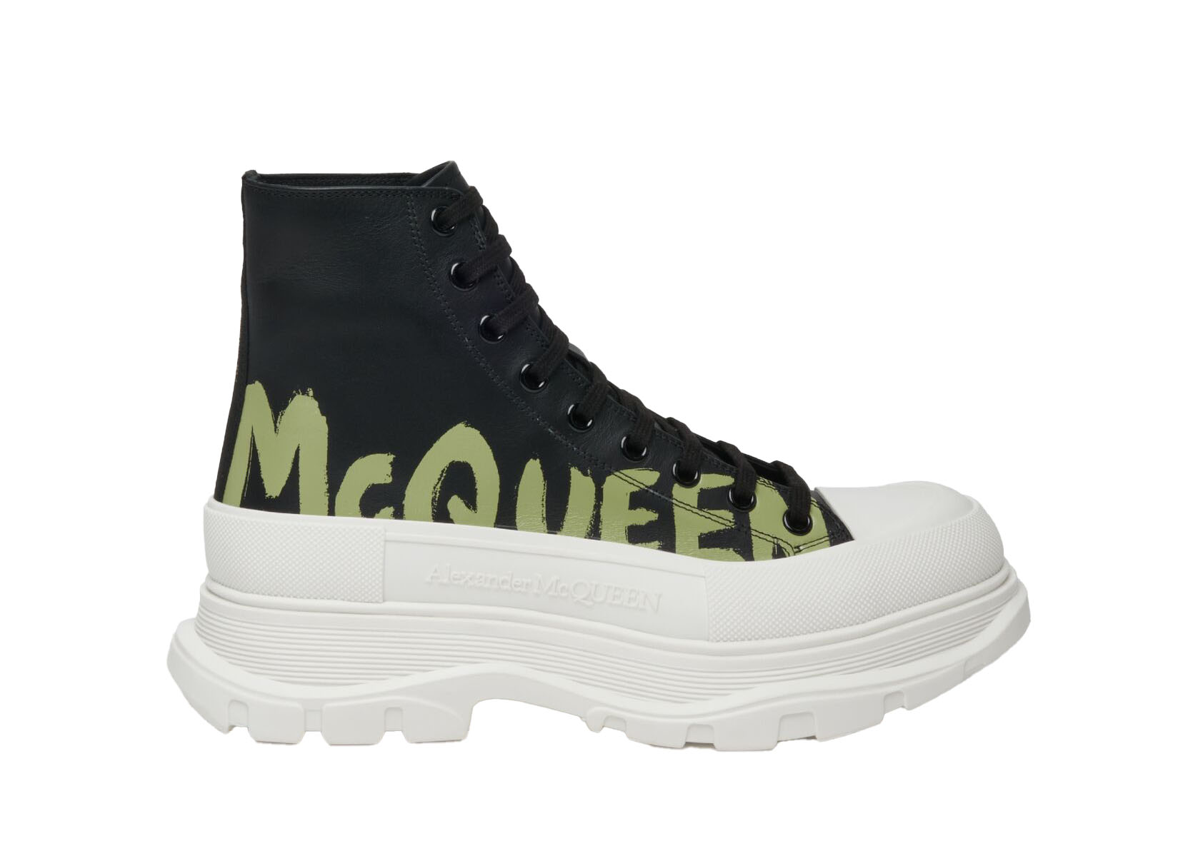 Alexander McQueen Tread Slick Boot Graffiti Black Khaki メンズ 
