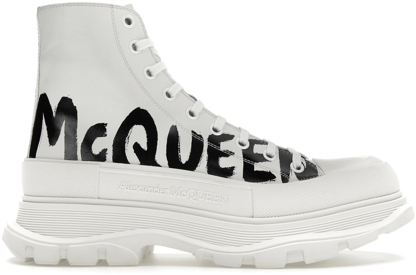 Alexander McQueen Tread Slick Boot Graffiti Optic White Men's ...