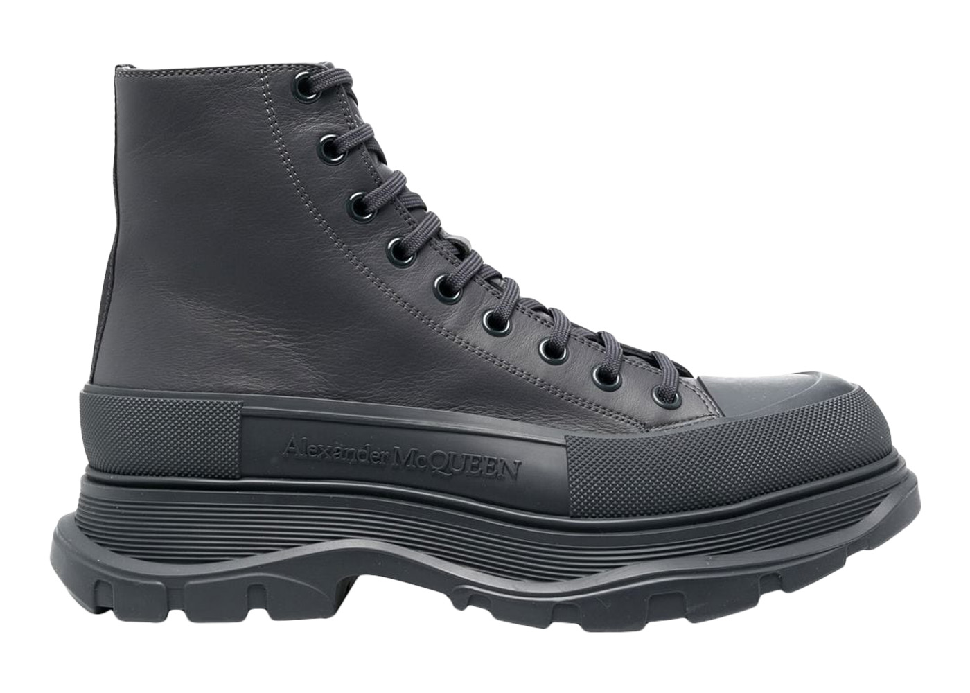 Alexander McQueen Tread Slick Boot Leather Anthracite Grey