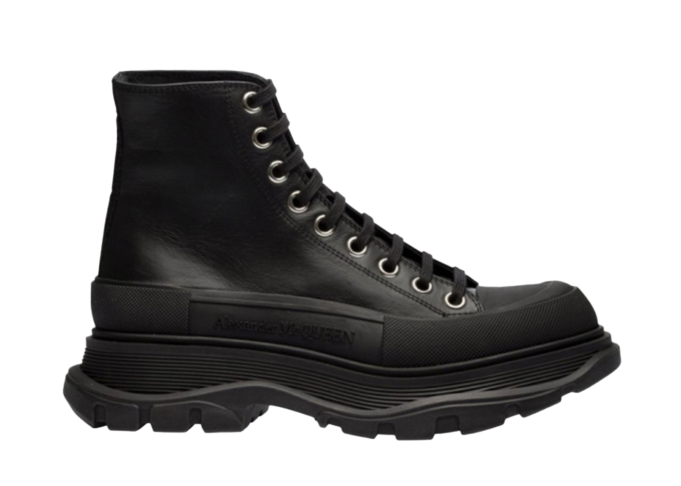 Alexander McQueen Tread Slick Boot Leather Black Black (Women's)