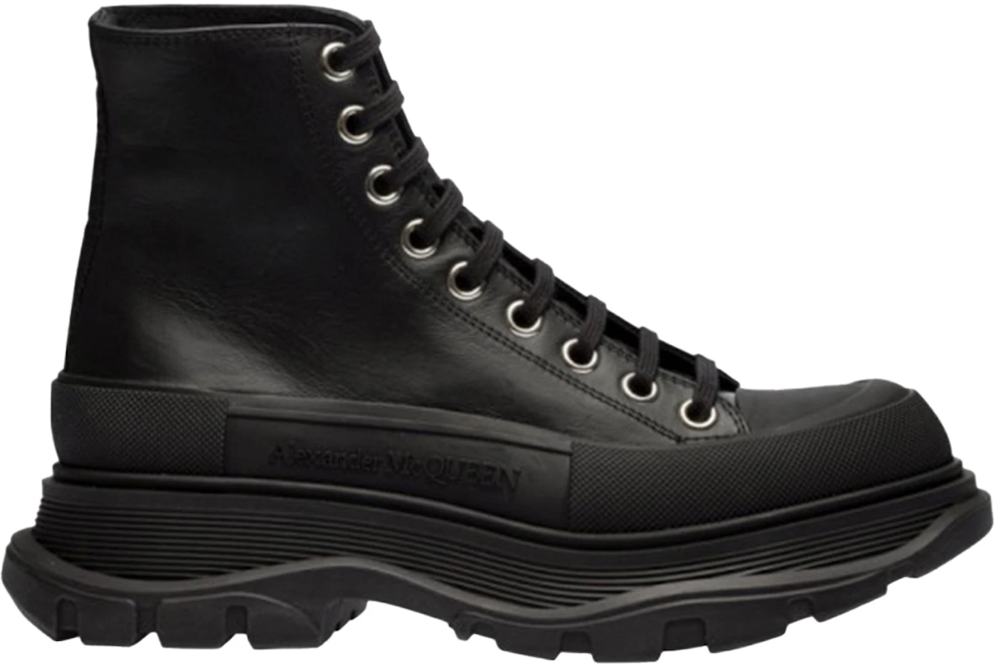 Alexander McQueen Tread Slick Boot Leather Black Black (Women's ...