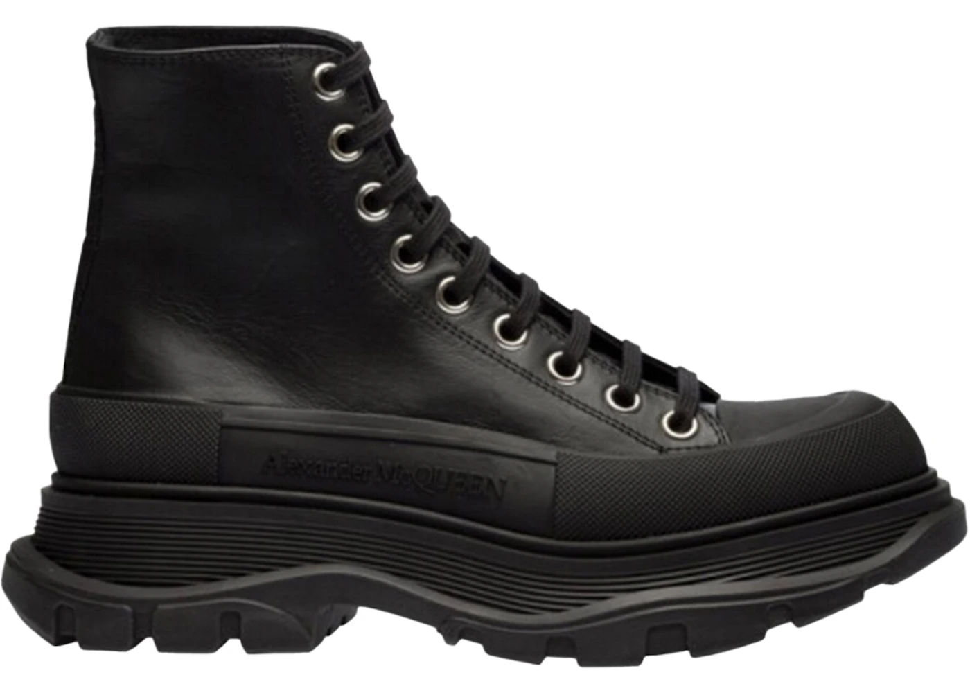 Alexander McQueen Tread Slick Boot Leather Black Black (Women's ...