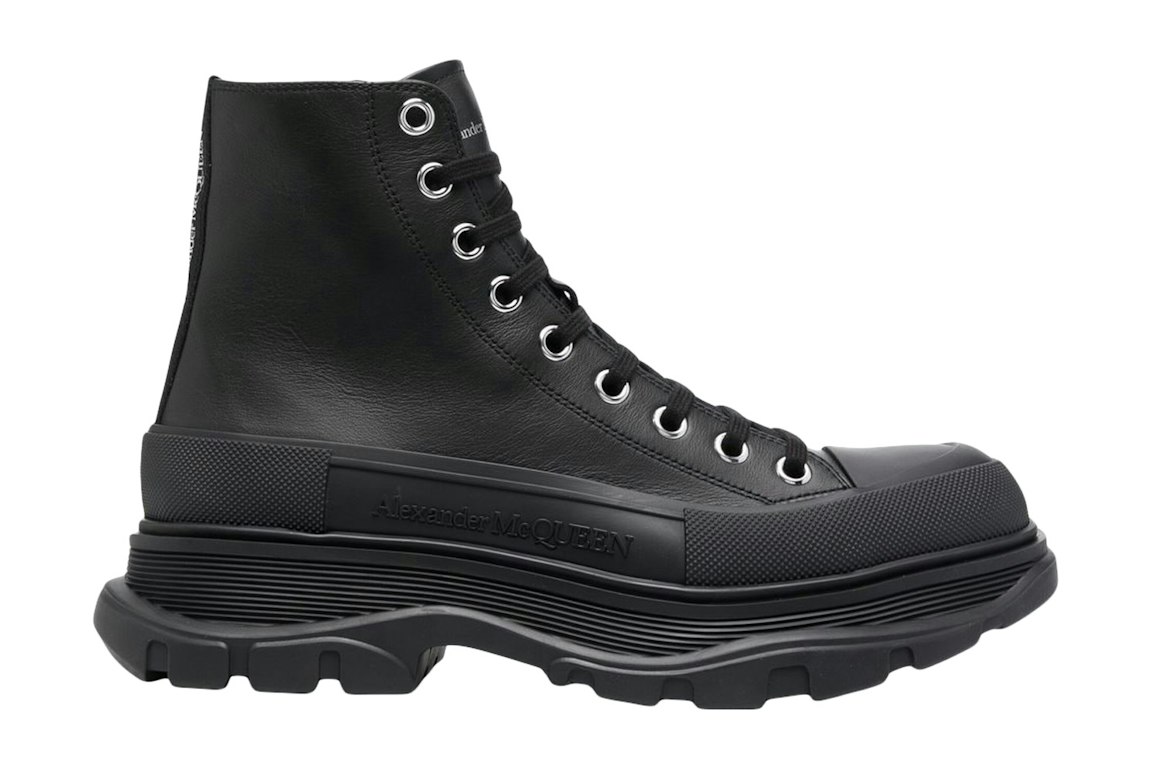 Pre-owned Alexander Mcqueen Tread Slick Boot Leather Jet Black