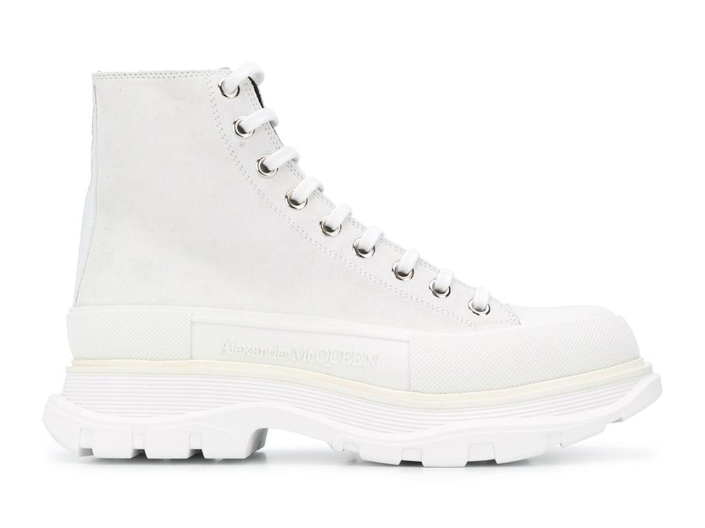 Pre-owned Alexander Mcqueen Tread Slick Boot Leather White White In White/white/white
