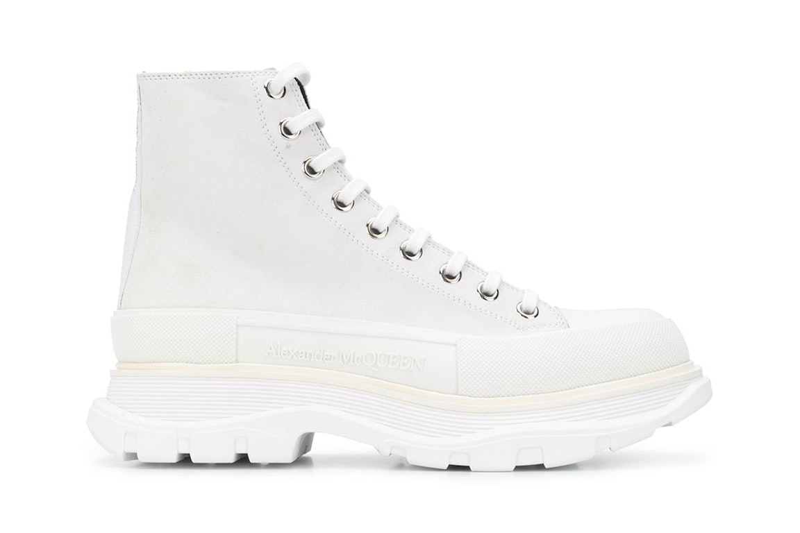 Pre-owned Alexander Mcqueen Tread Slick Boot Leather White White In White/white/white
