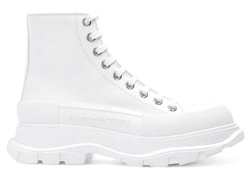 Pre-owned Alexander Mcqueen Tread Slick Boot (women's) Sneakers In White/silver In Multi