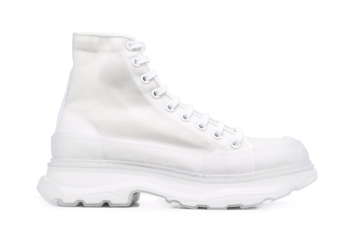 Pre-owned Alexander Mcqueen Tread Slick Boot White White Clear Sole In White/white/white
