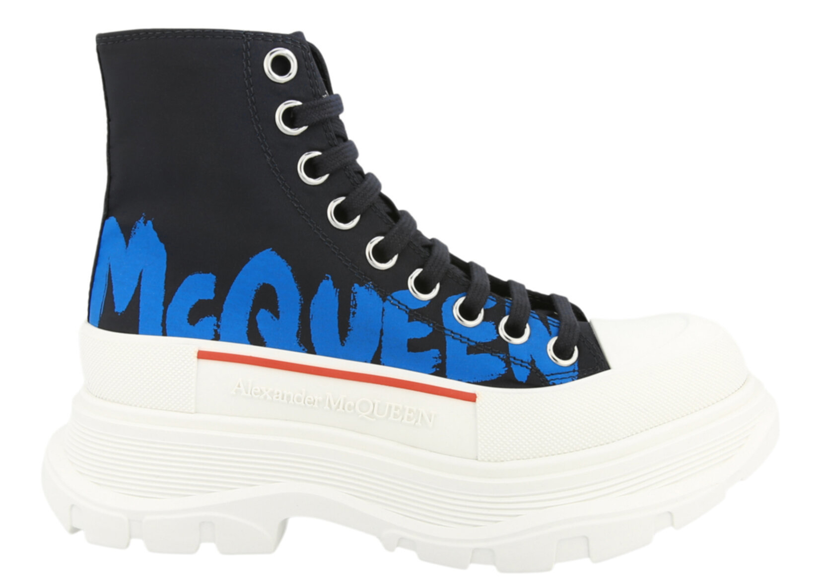 Alexander McQueen Tread Slick Boots Graffiti Logo Blue (Women's)