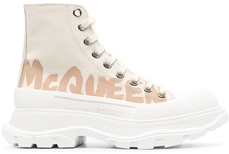 Alexander McQueen Tread Slick High Top Sneakers Beige (Women's) - 708752  W4RQ2 2257 - US