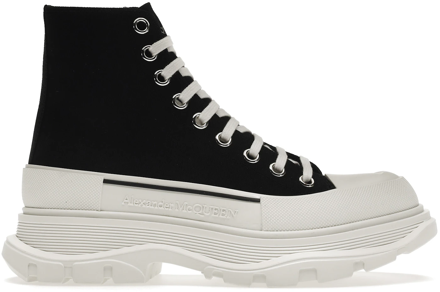 Alexander McQueen Tread Slick Lace Up Boot Black White