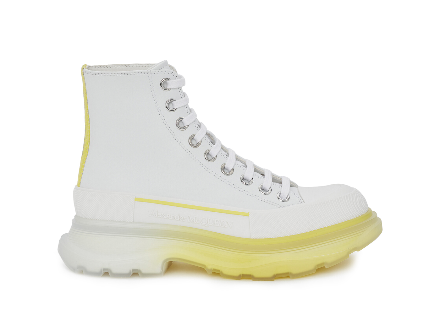 Alexander McQueen Tread Slick Lace Up Boot Leather White Lichen Yellow  Gradient (Women's)