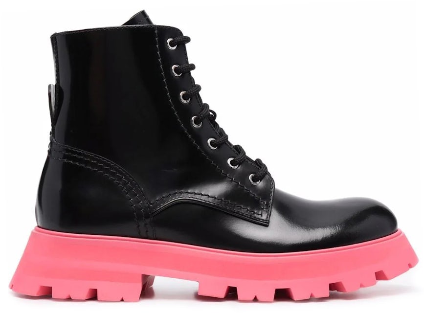 Tread Slick Leather Ankle Boots in Black - Alexander Mc Queen