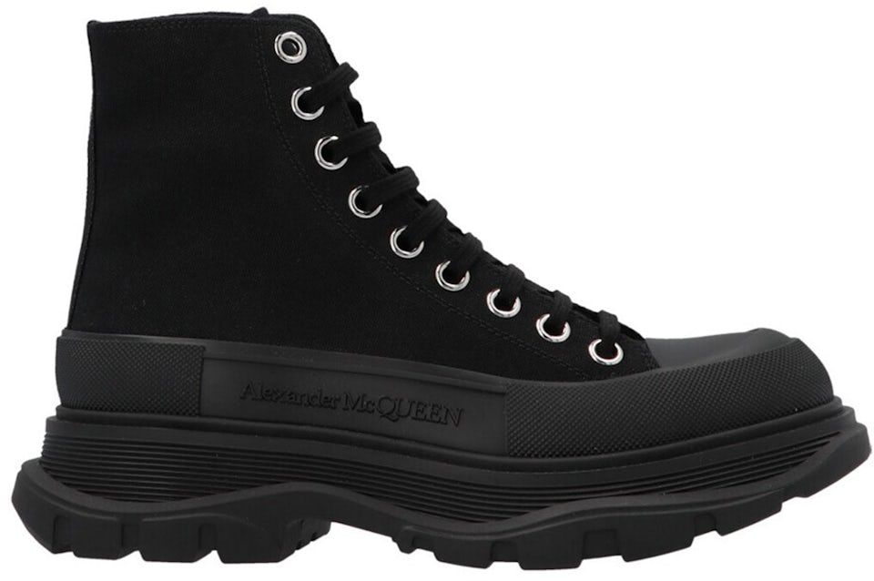 Alexander McQueen Tread Slick Lace Up Boot Black White (Women's)