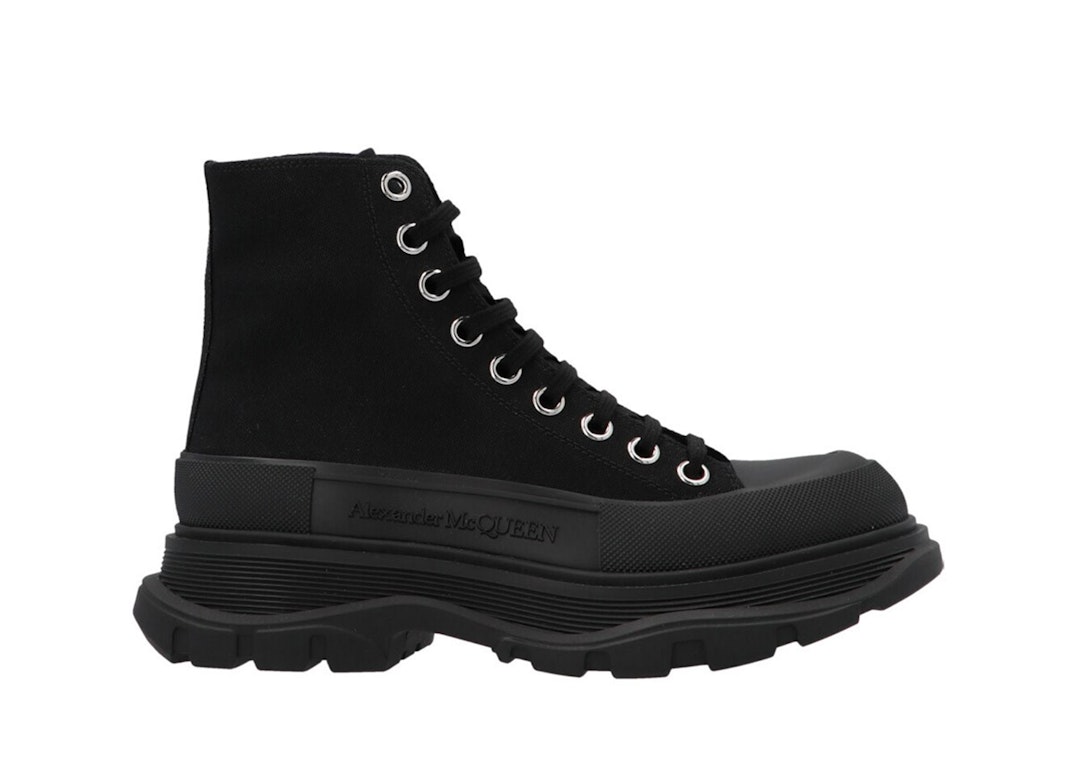 Pre-owned Alexander Mcqueen Tread Slick Lace Up Boot Black (women's) In Black/black