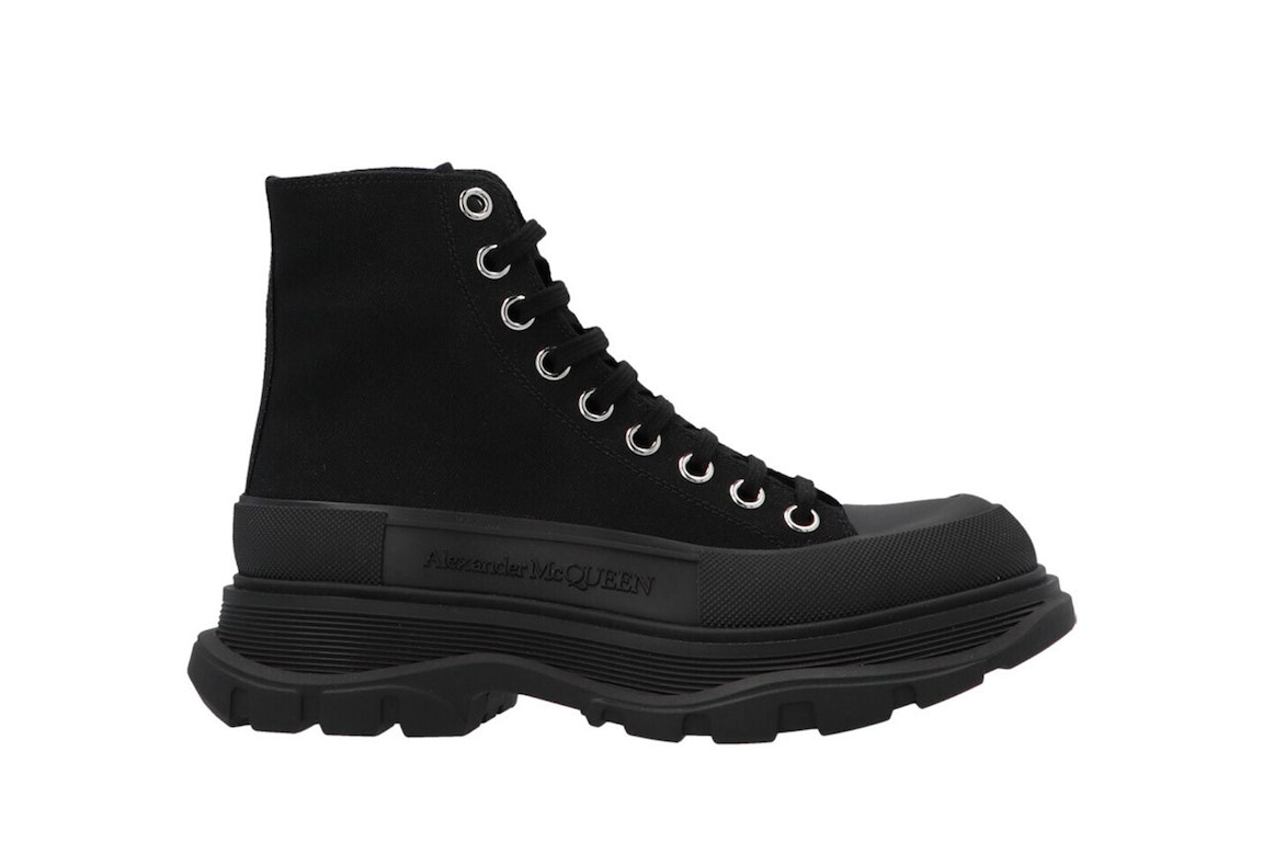 Pre-owned Alexander Mcqueen Tread Slick Lace Up Boot Black (women's) In Black/black
