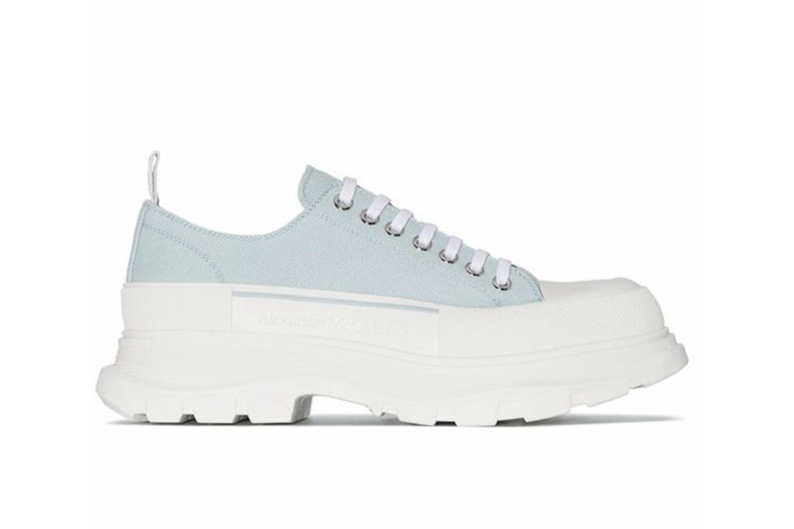 Pre-owned Alexander Mcqueen Tread Slick Low Lace Up Light Blue White In Light Blue/white