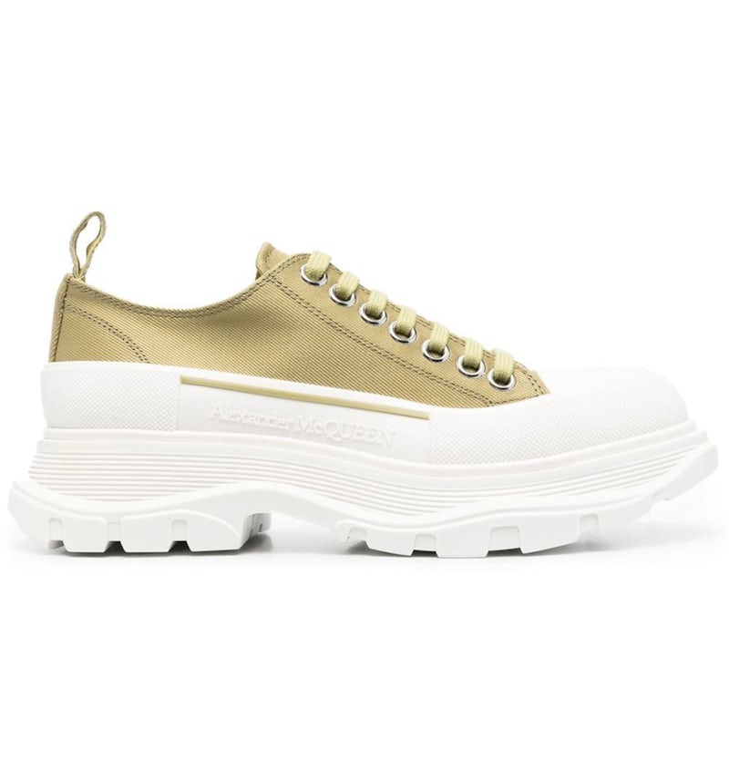 Alexander McQueen Tread Slick Low Lace Up Olive Green White