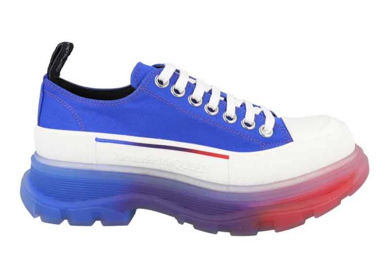 Pre-owned Alexander Mcqueen Men's  Tread Slick Low Lace Up Sneakers In Royal/white
