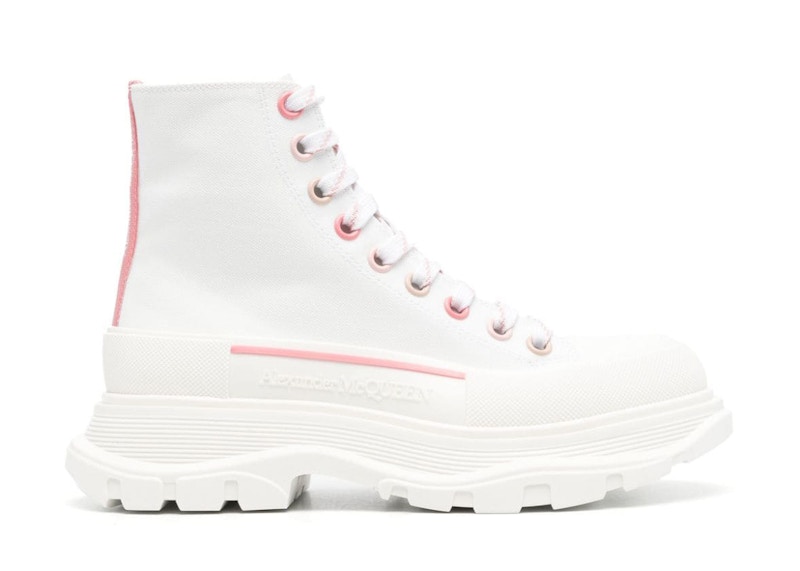 Pre-owned Alexander Mcqueen Tread Slick Low Lace Up (women's) Sneakers In White/pink In Multi